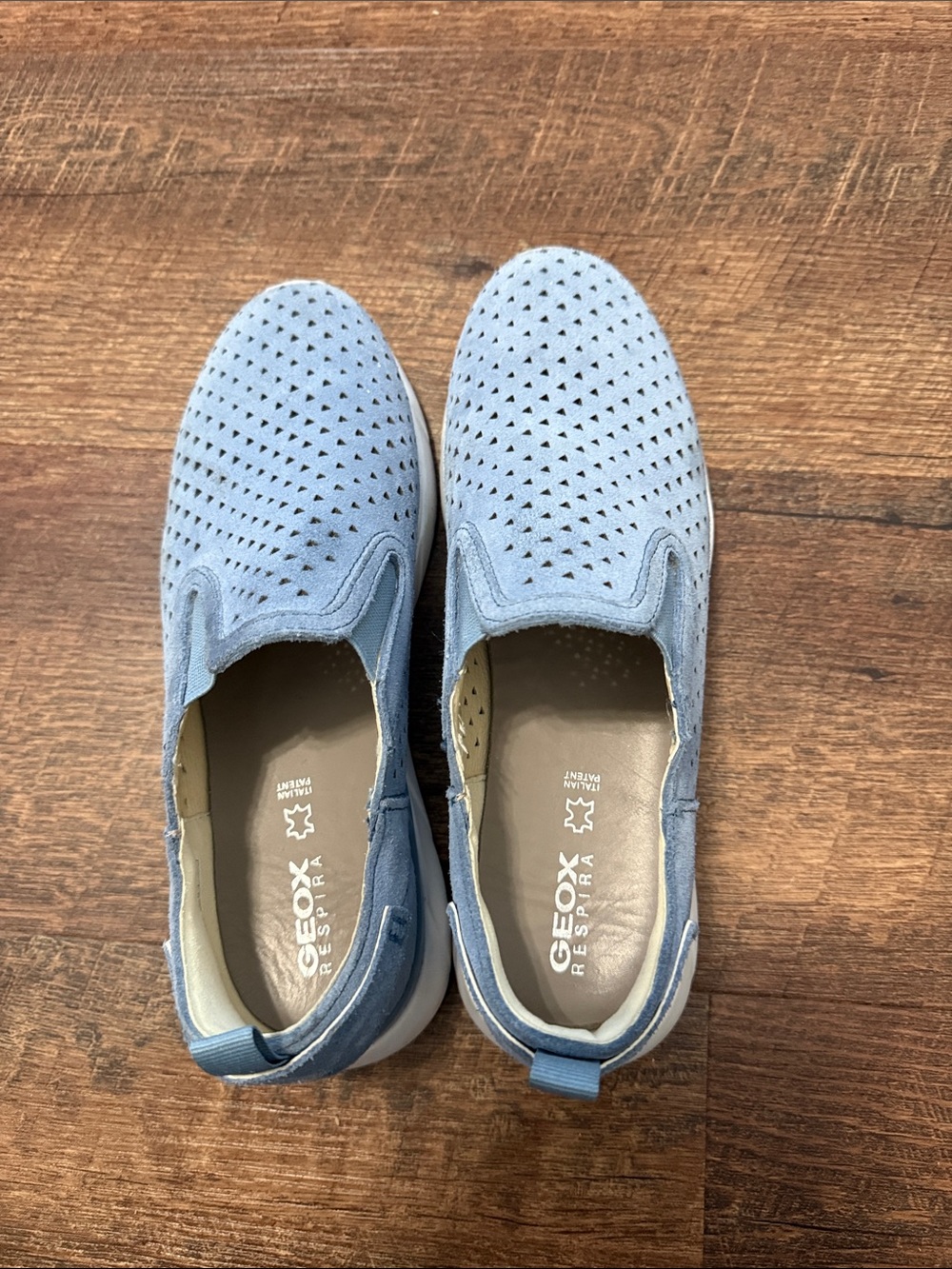 Geox Women's Light Blue Perforated Slip-On Loafers Sz 8